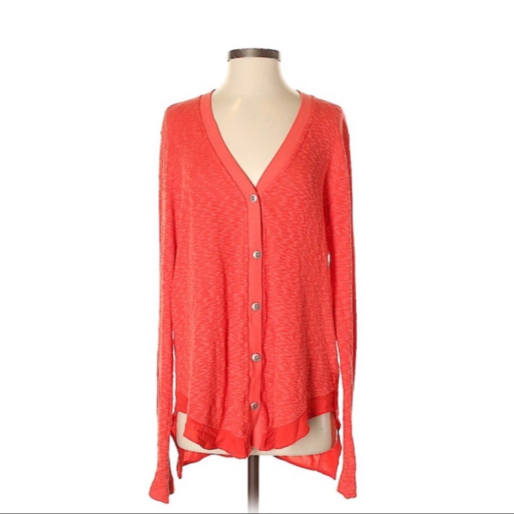 ANTHROPOLOGIE XS Left of Center coral cardigan